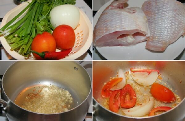 Sơ chế các nguyên liệu cho món canh chua cá
