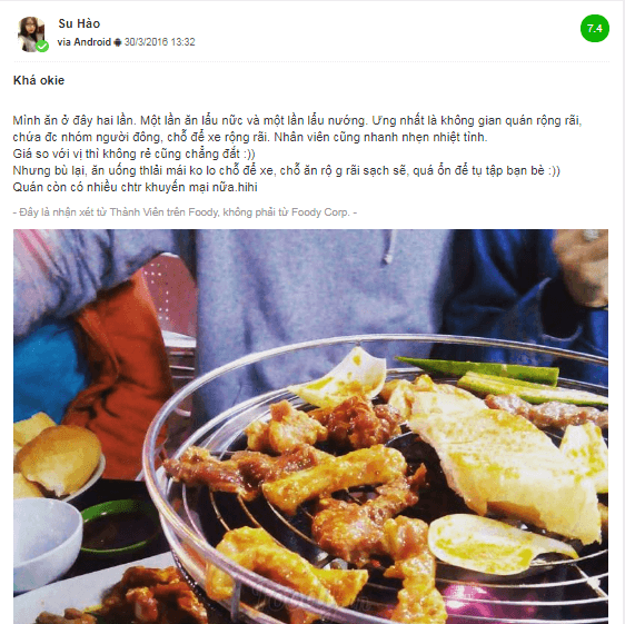 Review của bạn Su Hào khi ăn nướng ở Phá lấu người Hồng Kông
