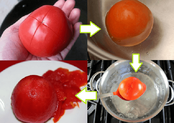 Bóc hết vỏ cà chua trước khi xay sinh tố