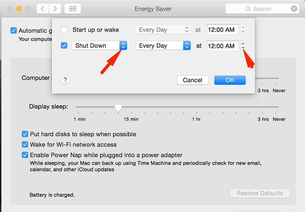 Cách hẹn giờ tự đông tắt máy trên máy tính Macbook